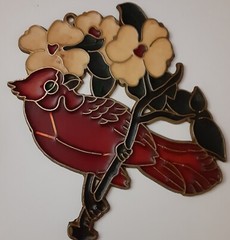 Vintage Red Cardinal-Virginia State Bird & Dogwood Suncatcher Decor