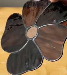 Vintage Stained Glass Hanging Suncatcher Purple Pansy Flower Handmade
