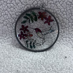 Vintage Hummingbird Flower Glass Hanging Sun Catcher