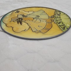 Joan Baker Designs Sisters Stained Glass Sun Catcher Hand Painted Window Art 9×7