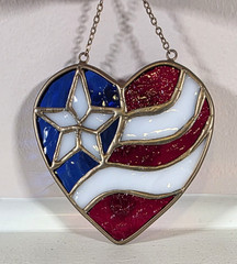 Heart Shaped American Flag Suncatcher 4″