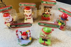 New Solar Powered Dancing Lot Of 6 Christmas Santas Elf Reindeer Drummer Bear