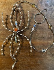 Glass, Pearl Crystal Spider Suncatcher Hanging Garden,Window Decor Ivory