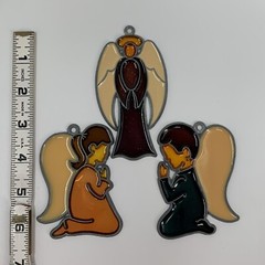 Vintage Rafaelian Suncatchers PRAYING BOY GIRL ANGLE Lot Of 3 Religious Church