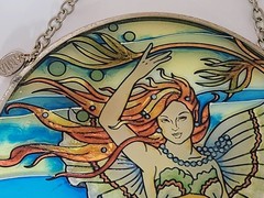 AMIA PAINTED STAINED GLASS MERMAID UNDER THE SEA SUN CATCHER 7″×5″
