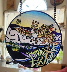 Vintage Lucky Crane Hand Painted Light Suncatcher 5.5in Window Decorations