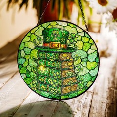 Lucky Leprechaun Hat Stained Glass Suncatcher Irish St Patrick’s Day Window Deco