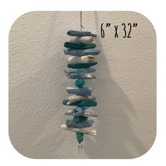 Driftwood Art, Driftwood Painted Mobile, Driftwood Sun Catcher Mobile