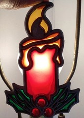 Christmas Stained Glass Suncatchers 9 Vintage Holly Bells Tree Candle Cat Santa