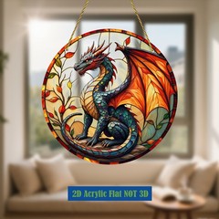Colorful Dragon Acrylic Suncatcher Fantasy Theme Home Window Hanging Decoration