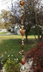 Handmade Brown Beige Czech Stone Suncatcher/Prism W/Swarovski Elements USA
