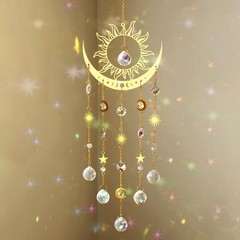 Large Crystal Sun and Moon Suncatcher Unique Wind Chimes for Home Decor