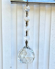 Glass Hanging Prism Ornament W/4 Smaller Prisms, Beautiful Sparkles!