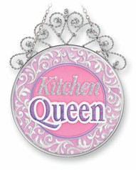 Amia 41403 Kitchen Queen Jeweled Circle Glass Sun Catcher, 4-1/2 by 6-1/2-Inch