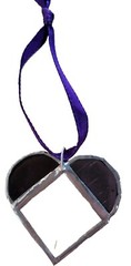 Handmade Leaded Small Bevel Heart Stained Glass Suncatcher Ornament Clear Purple