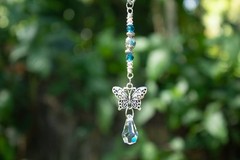 Butterfly Car Charm, Aqua Car Charm, Mirror Hanger, Car Accessories