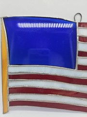 Stained Glass American Flag Suncatcher Waving USA Patriotic Window Hanging