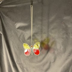 Stained Glass Butterfly Sun-catcher Red/yellow/Green Sz 11.5 X 3