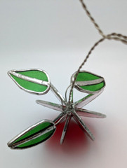 Stained Glass 3D Suncatcher Red Apple With Green Leaves Bright Pretty