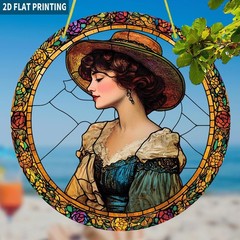 Antique Style Elegant Female Acrylic Suncatcher Office Window Hanging Decor