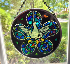 Beautiful Bird Stained Glass Suncatcher Decor NEW In Box Made In The UK