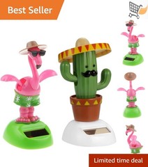 2pcs Solar Powered Animal Toys Dancing Dolls Cactus Crane Home Car Decor Kid …