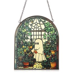 Ghost Plant Suncatcher Cute Ghost Greenhouse Suncatcher Ornament Halloween St…