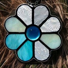 Siskin Light Studio – Stained Glass Lotus Suncatcher Pink Purple Green Handmade