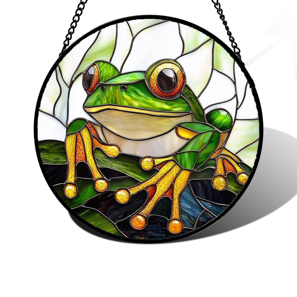 “Stained Glass Frog Sun Catcher – Colorful Window Decor for Home & Gifts”