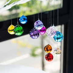 HDCRYSTALGIFTS 15pcs Crystal Ball Prism 30mm Handmade Feng Shui Faceted Sun C…