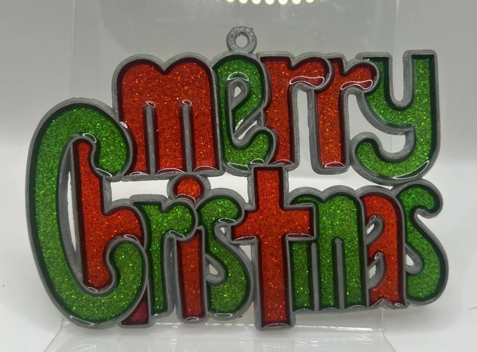 Vintage 1991 Suncatcher MERRY CHRISTMAS 3.5″ x 5″ Christmas Holidays Sun Catcher