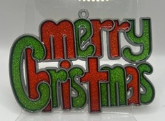 Vintage 1991 Suncatcher MERRY CHRISTMAS 3.5″ x 5″ Christmas Holidays Sun Catcher