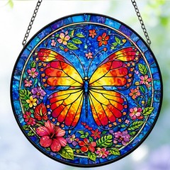 Colorful Butterfly Suncatcher Stained Glass Window Decor Gift for Women 7.8″