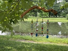 Handmade Driftwood Suncatcher Made With 4 Strings Of Colorful Glass Beads
