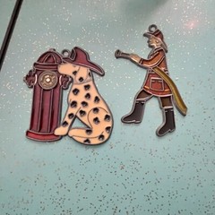 Lot Of 2 FIRE FIGHTER DALMATIAN Suncatcher – Hanging Christmas Window Ornament