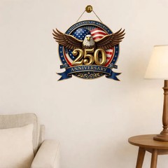 Wall Sign with Rope Patriotic Eagle USA 250th