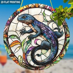 Blue Lizard Acrylic Suncatcher Exotic Reptile Boho Window Wall Hanging Decor