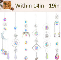 6Pieces Crystal Suncatchers for Window Hanging Sun Catcher with Chain Rainbow Ma