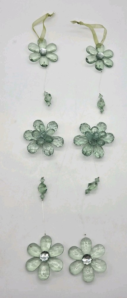 Suncatcher Hanging Decor Handmade Green Acrylic Fauceted Cluster Flowers Lotof 2