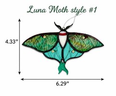 Stained Glass Luna Moth 6.3″x 4.33” Handmade Wall Hanging Suncatcher Home Decor