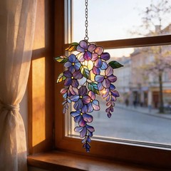 Purple Wisteria Suncatcher Acrylic Window Decor Art Gift