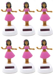 New Solar-Powered Dancing Hula Girl ~ Set of 6 Pink FREE SHIPPING