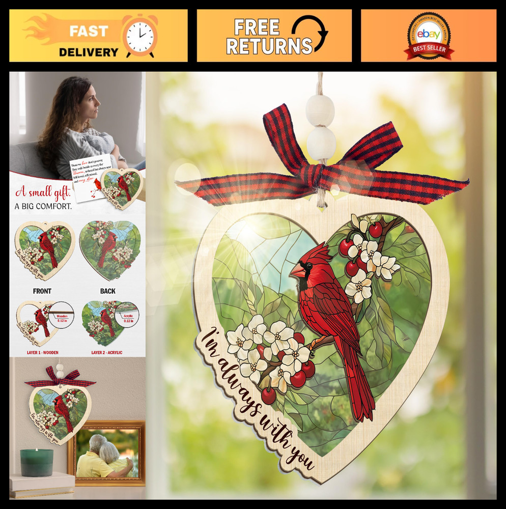 Memorial Cardinal Suncatcher Ornament – Sympathy Gifts for Loss of Loved One, Tr
