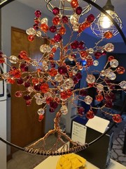 Sun Catcher Tree Of Life ! Hand Made By Me ! Unique !Crystal Beads 8” Diameter !
