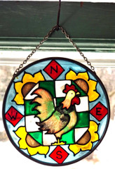 Glass Mosaic Chain Sunflower Chicken Window Decor Glass Rooster Checkered Hang