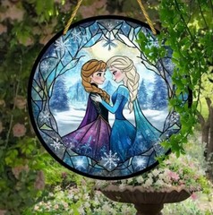 Disney Frozen Anna & Elsa Suncatcher – 7.8 inch -Loving Sisters