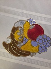 vintage plastic stained glass suncatcher made by New Design Inc,