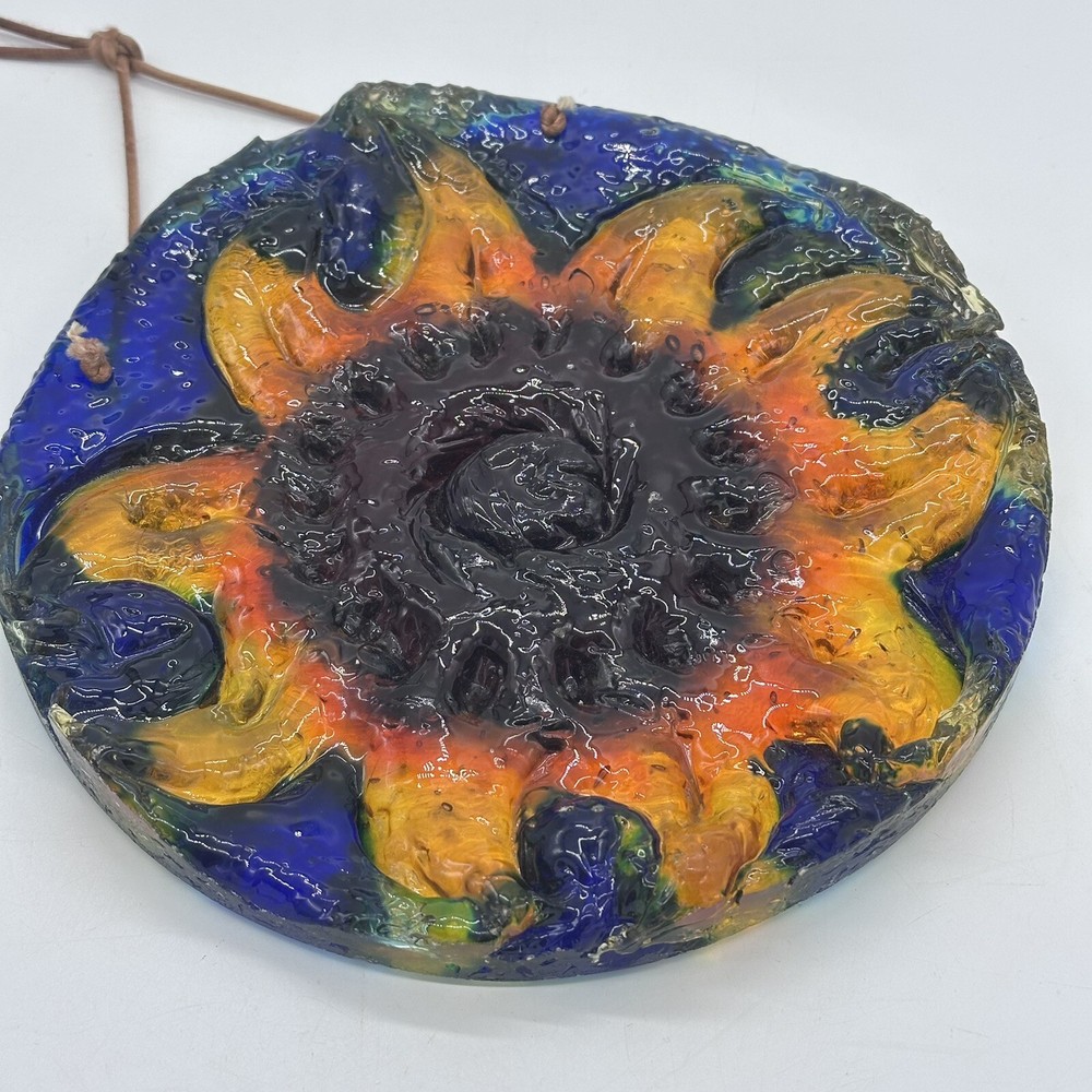 Sun Sunflower Lucite Acrylic Colorful Round Vintage Hanging 7 In Sun Catcher