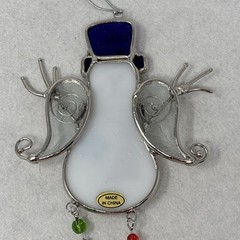 Stained Glass Suncatcher Window Hanging Decor Christmas Snowman w/ Angel Wings