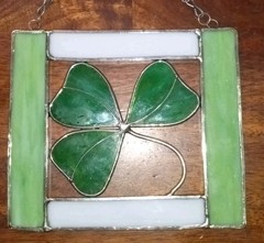 Stained Glass Green Shamrock Three Leaf Clover Suncatcher St. Patrick’s 6″